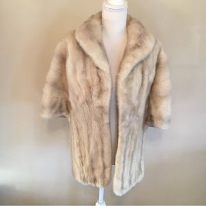 Vintage Blonde Mink Stole Wrap Lined Pockets O/S